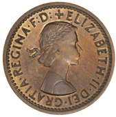 Elizabeth II (1952-    ), Sterling issues, Proof Farthing, 1954, edge plain, 2.85g/12h (BMC 2524). Brilliant,...
