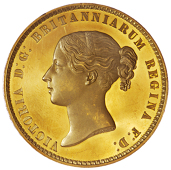 Victoria (1837-1901), Proof set, 1839, comprising gold Five Pounds, Sovereign and Half-Sovereign; silver Crown,...