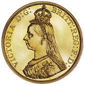 Victoria (1837-1901), Proof set, 1887, comprising gold Five and Two Pounds, Sovereign and Half-Sovereign, silver...