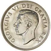 Canada, George VI, Proof Dollar, 1949, edge grained, 23.41g/12h (KM. 47). Partly toned on reverse from ribbon lift,...