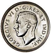 Canada, George VI, Specimen 10 Cents, 1947, edge grained, 2.34g/12h (KM. 34; Belzberg 15370). Brilliant and...