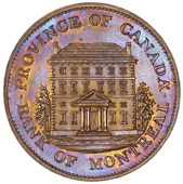 Canada, Lower Canada, Quebec, Bank of Montreal, Proof Halfpenny, 1842, bank of montreal on ribbon, edge plain,...