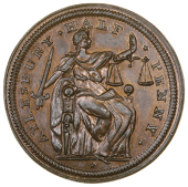 Buckinghamshire, Aylesbury, Francis Wheeler, Halfpenny, 1796, Justice seated right, holding sword and scales, rev....
