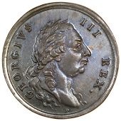 Devon, Plymouth, Visit of George III, 1789, a silver medalet by J. Davies, laureate bust right, rev. arms, edge...