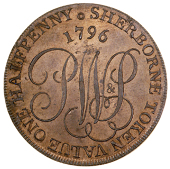 Dorset, Sherborne, Pretor, Pew, Whitty & Pretor, Westwood’s Halfpenny, 1796, pw & p cypher, rev. double-headed...