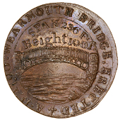 Durham, Sunderland, Rowland Burdon, Prattent’s Halfpenny, 1796, bridge, rev. legend in five lines within wreath,...