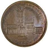 Gloucestershire, Gloucester, Skidmore’s Penny, 1797, view of St Peter’s Cathedral, rev. Thomas Gorton’s...