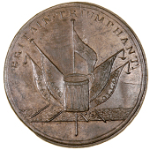 Hampshire, Gosport, Thomas Wood, Jacobs’ mule Penny, 1798, similar, rev. floating raft, french folly, etc, edge...