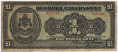 Bermuda, Government, One Pound, 2 December 1914, 016336, black on green, arms at left (Pick 1). Well circulated with...