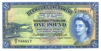 Bermuda, Government, One Pound, 1 October 1966, P/2 788817, blue, Elizabeth II at right (Pick 20d). About...
