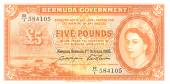 Bermuda, Government, Five Pounds, 1 October 1966, R/1 584105, with security strip (Pick 21d). Good very fine to...