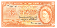 Bermuda, Government, Five Pounds, 1 October 1966, R/1 584105, with security strip (Pick 21d). Good very fine to...
