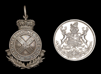 42nd Black Watch, Inter-Company Shield 1906, ‘Won by “E” Coy. L. Sergt. R. Burnett’, 49 x 40mm., silver,...