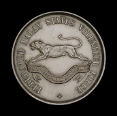 Ceylon Light Infantry, obv. regimental emblem, rev. plain, 31mm., bronze, mount for suspension; Federated Malay...