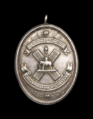 Dumbartonshire Volunteers, obv. regimental emblem, rev. engraved, ‘Denny Cup Badges 1903, F. Company, 1st D.R.V....