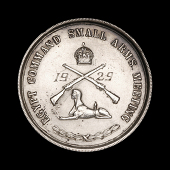 Egypt Command Small Arms Meeting 1929, obv. crowned crossed rifles and sphinx, rev. engraved, ‘Platoon Match,...