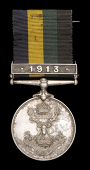 Gordon Highlanders Company Championships Medal, 1 clasp, 1913, obv. regimental crest, rev. engraved, ‘Won by C...
