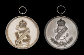 7th Hussars, obv. men playing hockey, rev. regimental emblem and engraved, ‘Inter Squadron Hockey 1926, H.Q. Wing...