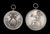 Lancashire Fusiliers, obv. emblem and battle honours, rev. engraved, ‘P. Logan, B. Coy. Lan. Fus.’, ovoid, 37 x...