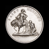Queen’s Westminster Rifle Volunteers, by Pinches, London, ‘St. Martin’s’, the Saint mounted on a horse...