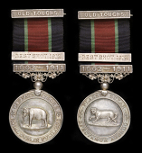 Royal Dublin Fusiliers Medal, slip bar, ‘Best Shot 1912’, obv. elephant, ‘Carnatic Mysore Royal Dublin...