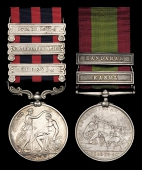 The campaign pair to Colonel W. B. Aislabie, 3rd Sikh Infantry

(a) India General Service 1854-94, 3 clasps,...