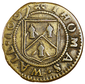17th Century, Kent, Maidstone, Thomas Wall, Halfpenny, 1667, 2.72g/6h (N 2639; BW. 390); Ralph Warde, Farthing,...