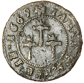 17th Century, Kent, Orpington, James White, Farthing, 0.66g/2h (BW. 442), Halfpenny, 1669, 1.47g/6h (BW. 441) [2]....