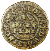 17th Century, Kent, Ryarsh, Edward Walsingham, Halfpenny, [16]68, 2.05g/12h (BW. 484). Almost fine and extremely...