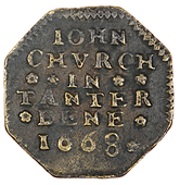 17th Century, Kent, Tenterden, John Church, octagonal Halfpenny, 1668, 3.27g/9h (N 2759; BW. 550); James Mead,...