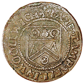 17th Century, Kent, Woolwich, Sarah Bowyer, Halfpenny, 1667, 1.88g/1h (N 2772; BW. 571); W.I.F. at the barbers pole,...