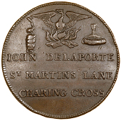 18th Century, Middlesex, St Martin’s Lane, John Delaporte, ‘Penny’ or advertising check, 11.14g/12h (DH 14,...