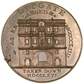 18th Century, Middlesex, Kempson’s London Buildings, Penny, type 4, Ludgate, 18.11g/6h (DH 78). Edge flaw and...