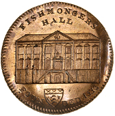 18th Century, Middlesex, Skidmore’s London and Westminster series, Penny, 1797, type 5, Fishmongers’ Hall,...