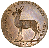18th Century, Middlesex, Exeter Change, J. and Gilbert Pidcock, Halfpence (5), lion and dog, rev. zebra, 9.35g/7h...