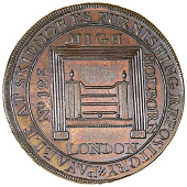 18th Century, Middlesex, High Holborn, Peter Skidmore, Halfpenny, 1795, 9.75g/6h (DH 480); mule Halfpenny, register...