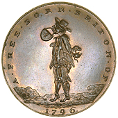 18th Century, Middlesex, Skidmore’s mule Halfpenny, Free Born Briton, skidmore edge, 12.85g/12h (DH 520)....