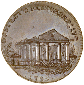 18th Century, Middlesex, Skidmore’s mule Halfpence (2), ruins of St Paul’s Covent Garden, revs. register stove,...