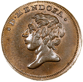 18th Century, Middlesex, Spence’s mule Halfpenny, bust of Daniel Mendoza, rev. turnstile, 10.42g/6h (DH 789). Old...