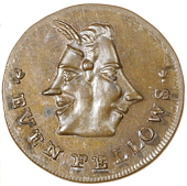 18th Century, Middlesex, Spence’s mule Farthings (2), Even Fellows, revs. man on ass, 3.98g/5h (DH 1093); padlock,...