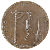 18th Century, Middlesex, Spence’s mule Farthings (3), man hanging, revs. may the knave, etc, 3.60g/1h (DH 1105);...