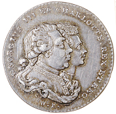 18th Century, London, National series, George III and Queen Charlotte, 1790, a silver medalet by T. Wyon Sr,...