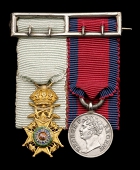 The mounted pair of miniature dress medals attributed to Lieutenant-Colonel G. Desbrowe, Grenadier Guards, Royal...