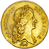Charles II (1660-1685), Two Guineas, 1664, first bust, elephant below (MCE 32; S 3334). Curls worn, otherwise good...