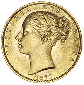Victoria (1837-1901), 1871, ww in relief, die 31 (M 55; S 3853B). Minor surface marks, otherwise extremely fine...