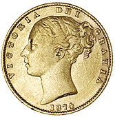 Victoria (1837-1901), 1874, die 32 (M 58; S 3853B). Obverse fine, reverse better, rare (£450-550)