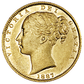 Victoria (1837-1901), 1887m, shield rev. (M 68; S 3854). Obverse good fine, reverse very fine, very rare (£350-450)