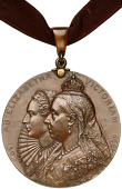 Education: Ireland, Dublin, Trinity College, Tercentenary, 1892, a bronze medal by E. Johnson, conjoined busts of...