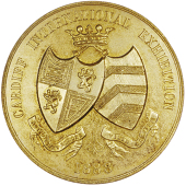 Exhibitions: England and Wales, Cardiff, Cardiff International Exhibition, 1888, a gilt-bronze medal by Baddeley &...