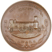 Exhibitions: England and Wales, Darlington, National Exhibition [of] Railway Appliances, Darlington, 1882, a bronze...
